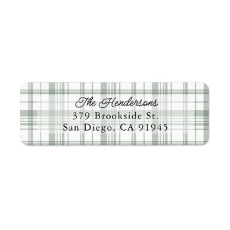 Cozy Flannel Plaid Christmas Address Label - Green
