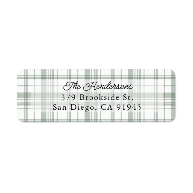Cozy Flannel Plaid Christmas Address Label - Green (Front)