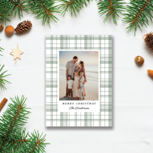 Cozy Flannel Plaid Christmas Photo Card - Green