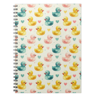 Cozy Fleece Pastel Watercolor Duck Pattern Noteboo Notebook