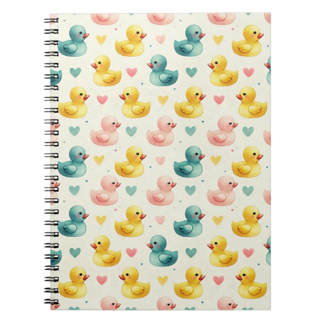 Cozy Fleece Pastel Watercolor Duck Pattern Noteboo Notebook (Front)