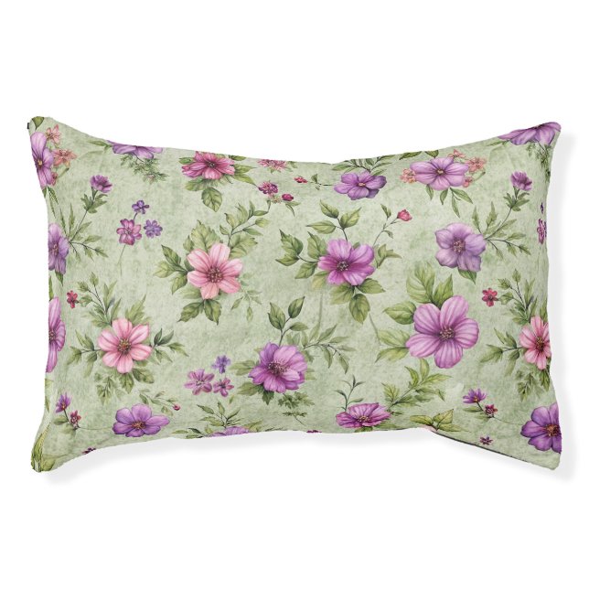 Cozy Floral Dog Bed – Soft & Stylish (Front)
