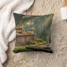 Cozy Forest Bakery Throw Pillow