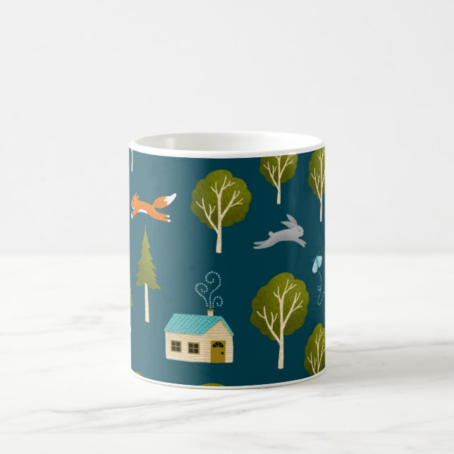 Cozy Forest Cabin and Animals Notebook Coffee Mug (Center)