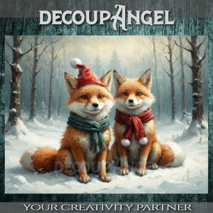 Cozy Fox Couple - Decoupage - Tissue Paper