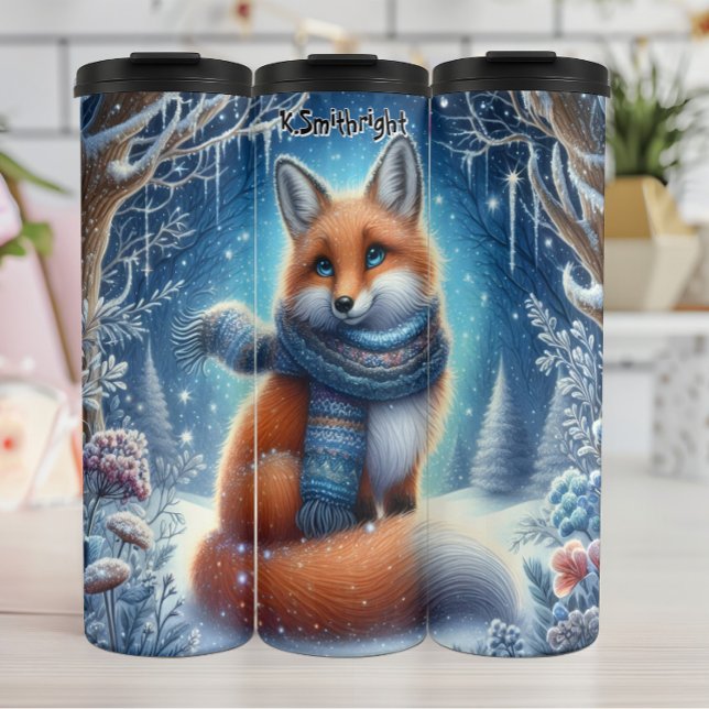 Cozy Fox in a Snowy Forest Thermal Tumbler (Creator Uploaded)
