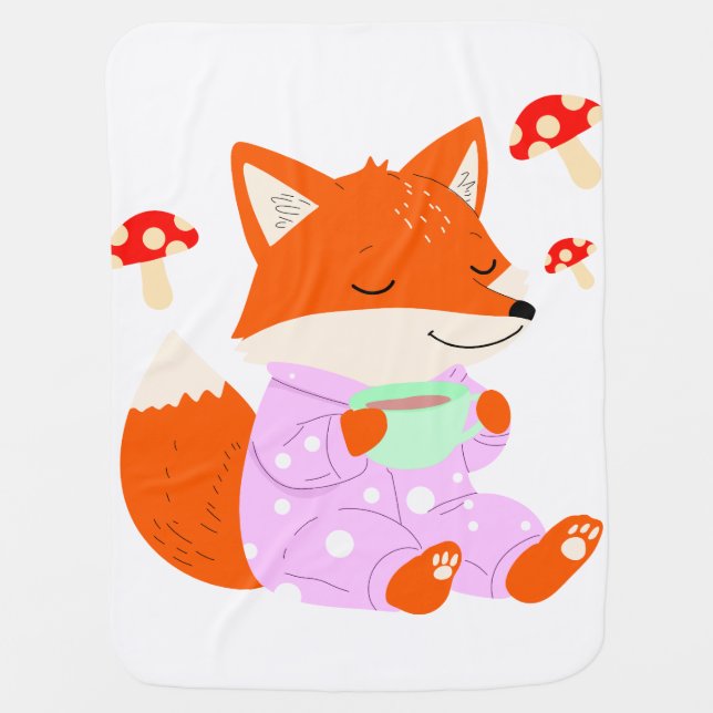 Cozy Fox in Pajamas Kids Blanket (Front)
