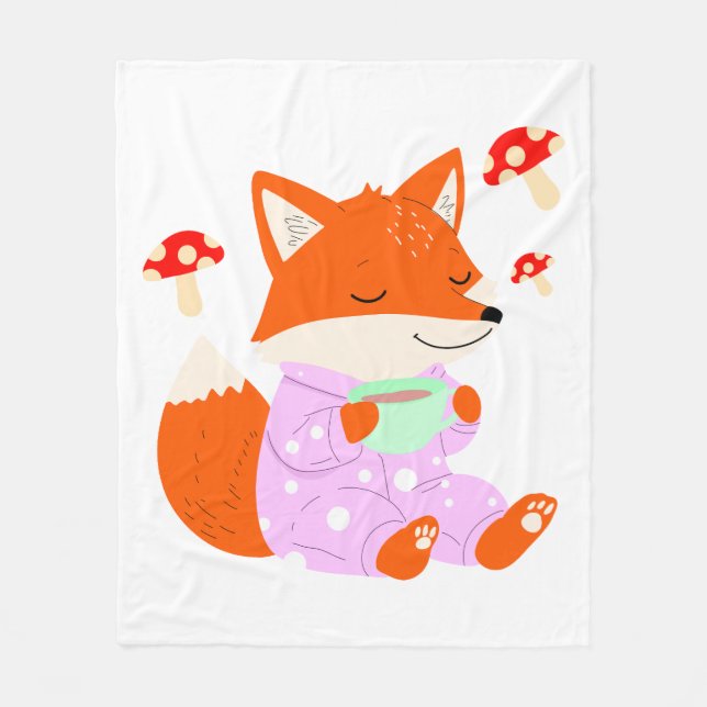 Cozy Fox in Pajamas Kids Blanket (Front)