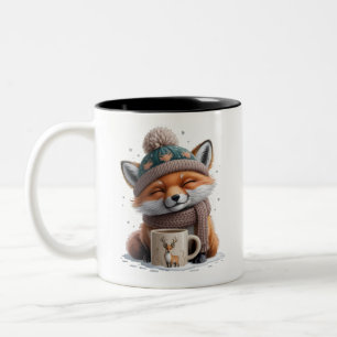 Cozy Fox Winter Season Animal Coffee Holiday Two-Tone Coffee Mug