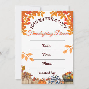 Cozy Friendsgiving Dinner Art Invitation