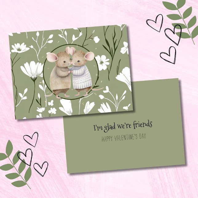 Cozy Friendship Mice Valentine's Day Note Card (Creator Uploaded)