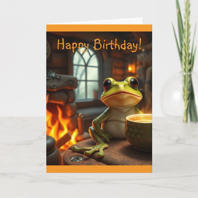 Cozy Frog Birthday Card (Front)