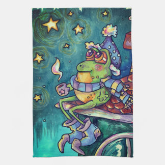 Cozy Frog Christmas & New Year Card Kitchen Towel