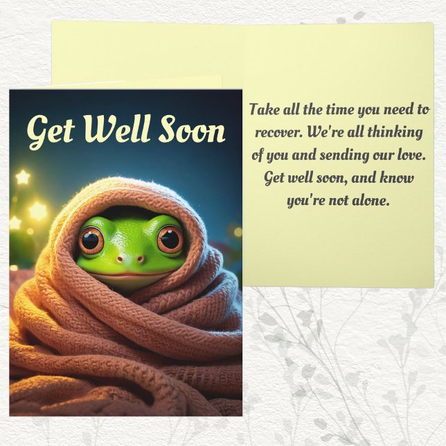 Cozy Frog Get Well Soon Card: Comfort & Love Card (Get well soon frog cozy blanket feel better well wishes card family friend colleague recovery heal)
