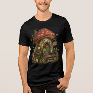 Cozy Frog Mushroom Cottage T-Shirt Tri-Blend Shirt