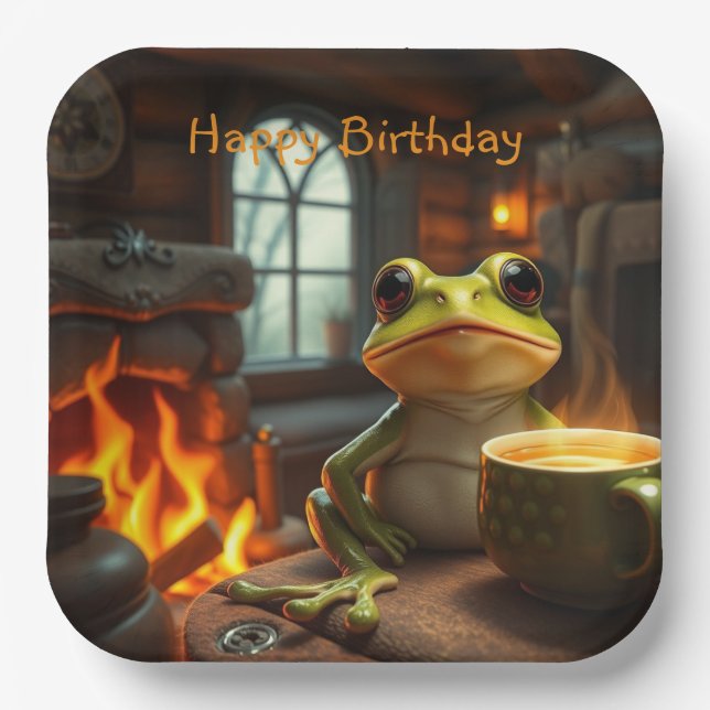 Cozy Frog Paper Plates (Front)
