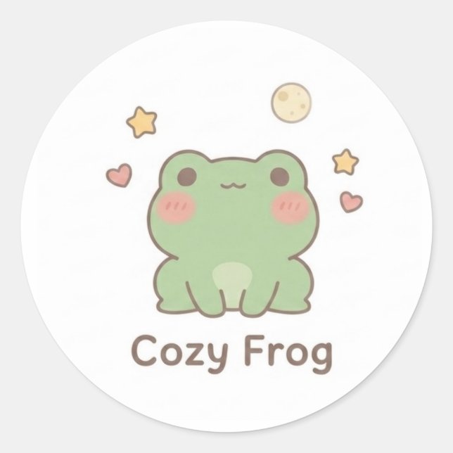 Cozy Frog Sticker | Cute Kawaii Pastel Frog (Front)