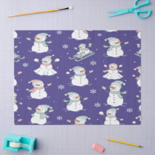 Cozy Frosted Snowman Winter Tissue Paper