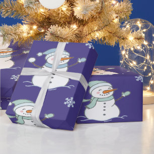 Cozy Frosted Snowman Winter Wrapping Paper