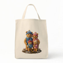 Cozy Frosty Bear Family Tote Bag | Gift for Mum