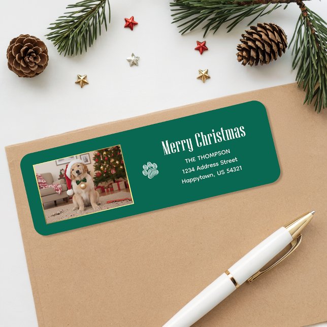 Cozy Funny Dog Photo Christmas Return Address Label (Creator Uploaded)