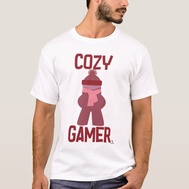 Cozy Gamer Fun Boardgame Meeple Slogan T-Shirt (Front)