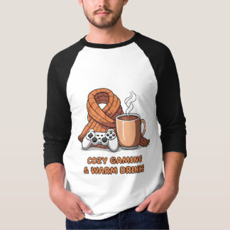 Cozy Gaming Warm Drinks Retro Gamer Autumn T-Shirt