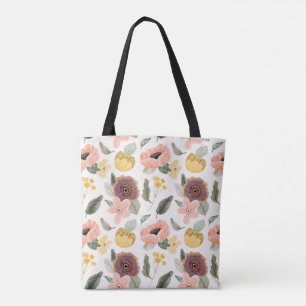 Cozy Garden Flower Illustration Jumbo Tote Bag