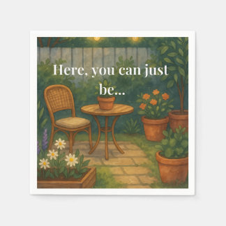 Cozy Garden Throw Pillow – 'Here, You Can Just Be' Napkins