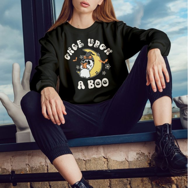 Cozy Ghost Reading Once Upon a Boo Halloween Sweatshirt (Creator Uploaded)