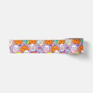 Cozy Ghosts and Books Satin Ribbon