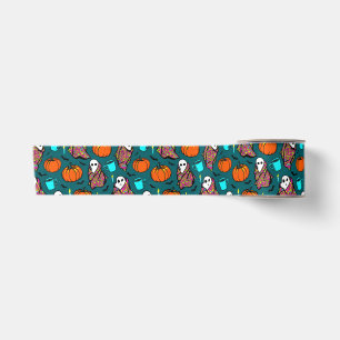 Cozy Ghosts and Pumpkins Satin Ribbon