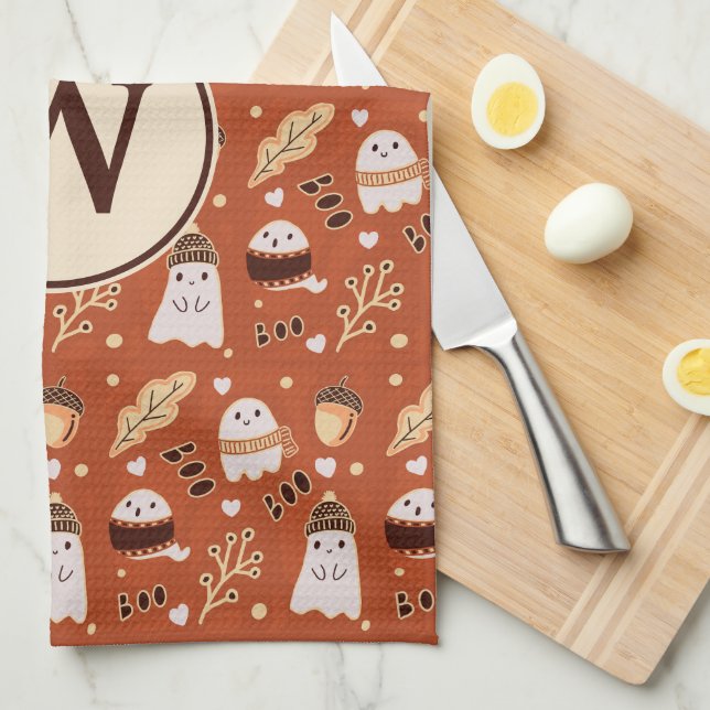 Cozy Ghosts  Kitchen Towel (Quarter Fold)
