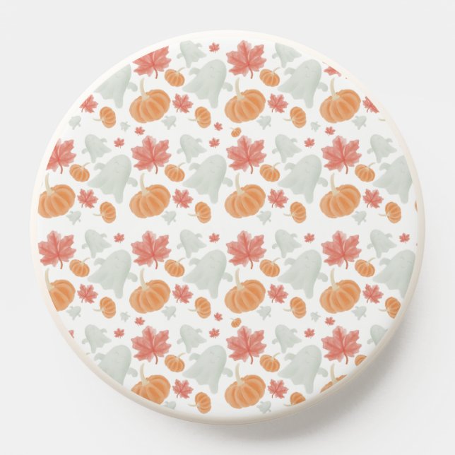 Cozy Ghosts & Pumpkins Autumn Pattern PopSocket (Popsocket)