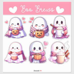 Cozy Ghosts with Autumn Mugs & Heartwarming Vibes Sticker