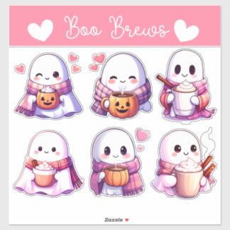 Cozy Ghosts with Autumn Mugs & Heartwarming Vibes Sticker