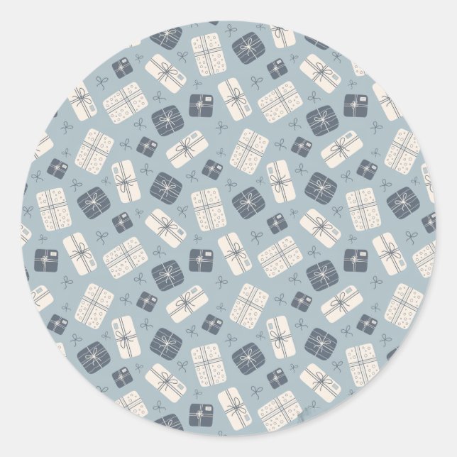 Cozy Gift Boxes Seamless Vector Pattern Classic Round Sticker (Front)
