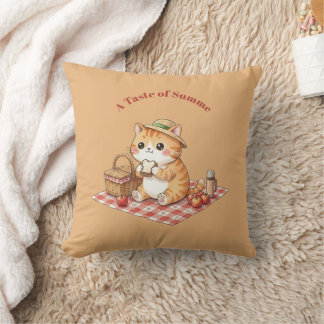 Cozy Ginger Cat Cottagecore Throw Pillow Decor