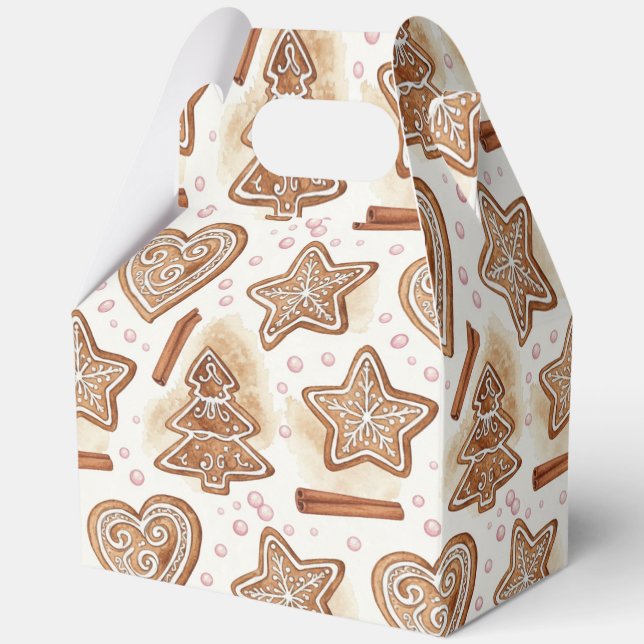 Cozy Gingerbread Cookie Seamless Pattern Favor Boxes (Front)