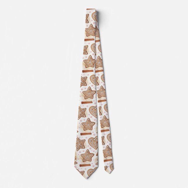Cozy Gingerbread Cookie Seamless Pattern Neck Tie (Front)