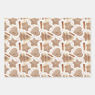 Cozy Gingerbread Cookie Seamless Pattern Wrapping Paper Sheets