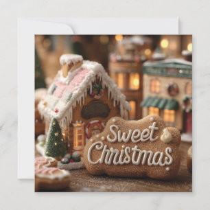 Cozy Gingerbread House and "Sweet Christmas" Holiday Card