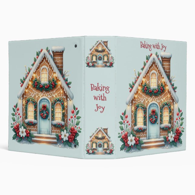 Cozy Gingerbread House Holiday Illustration 3 Ring Binder (Background)