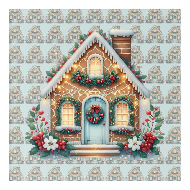 Cozy Gingerbread House Holiday Illustration Acrylic Print (Front)