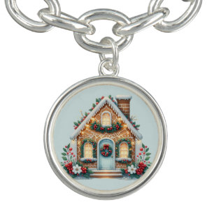 Cozy Gingerbread House Holiday Illustration Bracelet