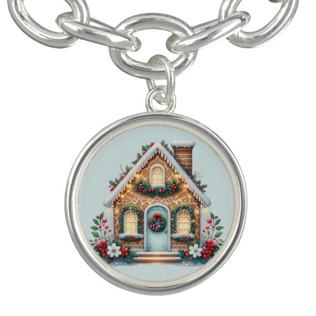 Cozy Gingerbread House Holiday Illustration Bracelet (Design)