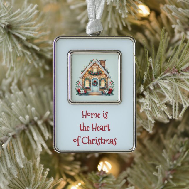 Cozy Gingerbread House Holiday Illustration Christmas Ornament (Tree)
