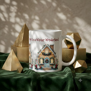 Cozy Gingerbread House Holiday Illustration Coffee Mug