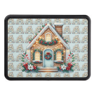 Cozy Gingerbread House Holiday Illustration Hitch Cover