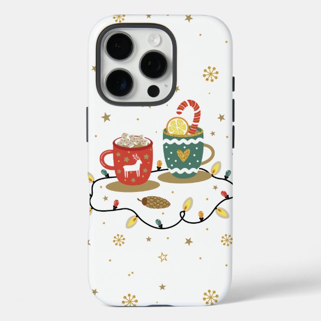 Cozy Gold Christmas Coffee Cocoa Case-Mate iPhone Case (Back)